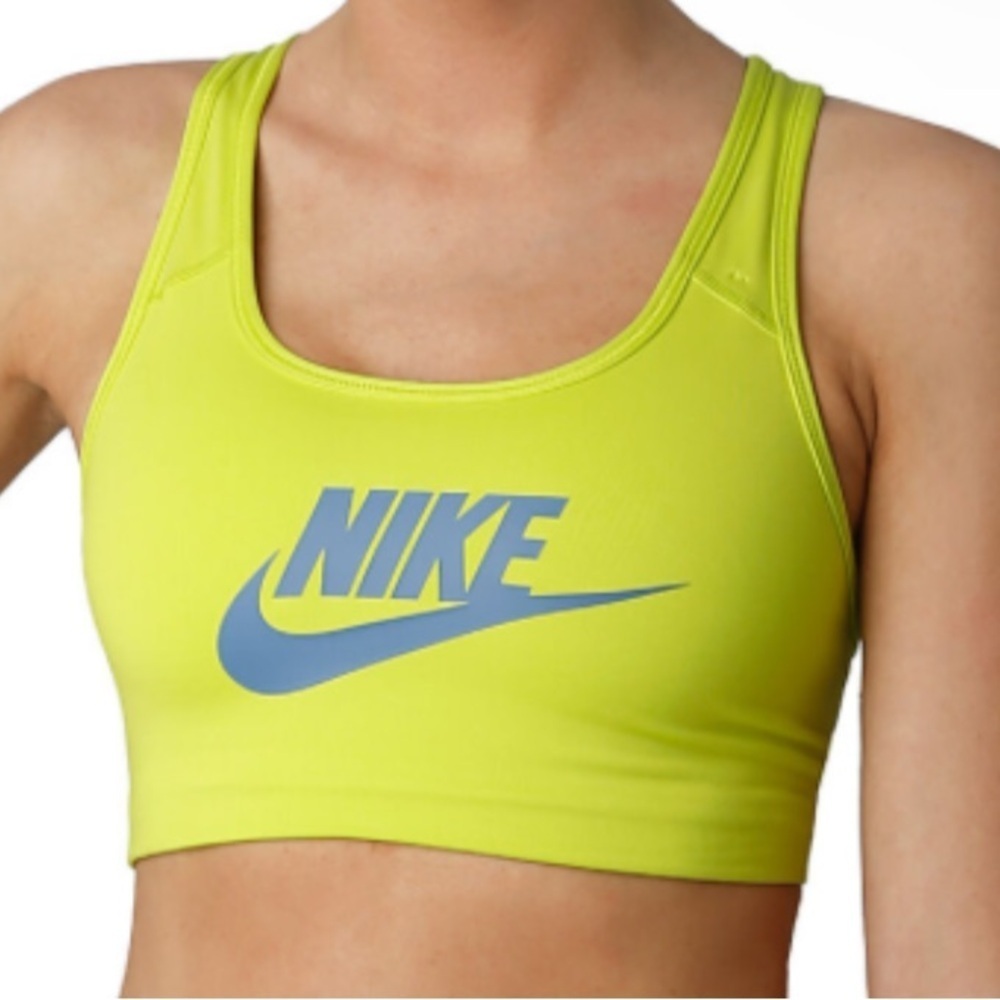 NIKE SWOOSH FUTURA SPORT BRA SIZE X-SMALL GREEN COLOR EUC